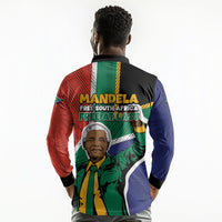 Nelson Mandela Birthday Long Sleeve Polo Shirt 67 Minutes South Africa Flag Comic