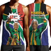 Nelson Mandela Birthday Men Tank Top 67 Minutes South Africa Flag Comic