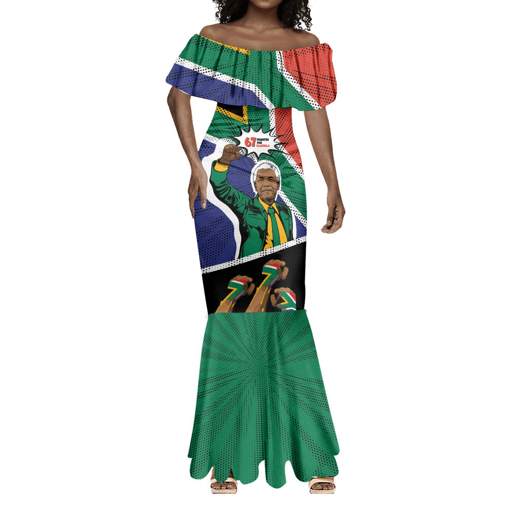 Nelson Mandela Birthday Mermaid Dress 67 Minutes South Africa Flag Comic