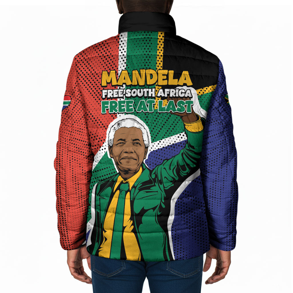 Nelson Mandela Birthday Padded Jacket 67 Minutes South Africa Flag Comic