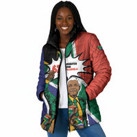 Nelson Mandela Birthday Padded Jacket 67 Minutes South Africa Flag Comic