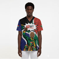 Nelson Mandela Birthday Scrub Top 67 Minutes South Africa Flag Comic