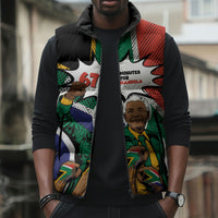 Nelson Mandela Birthday Sleeveless Puffer Jacket 67 Minutes South Africa Flag Comic