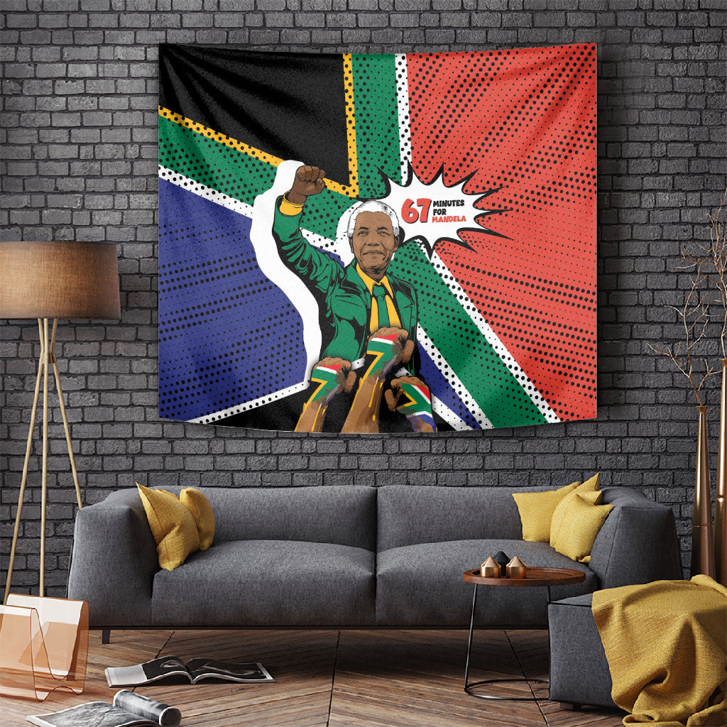 Nelson Mandela Birthday Tapestry 67 Minutes South Africa Flag Comic