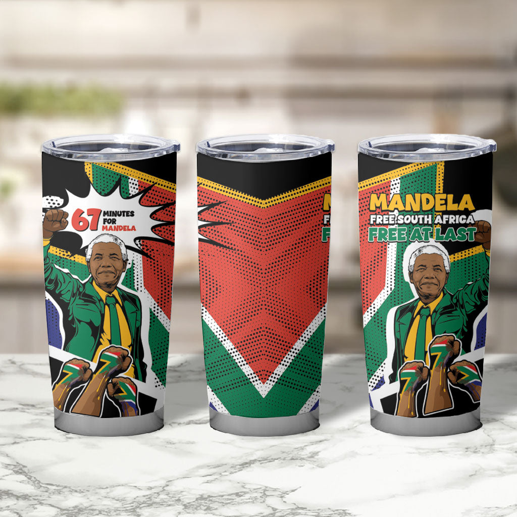 Nelson Mandela Birthday Tumbler Cup 67 Minutes South Africa Flag Comic