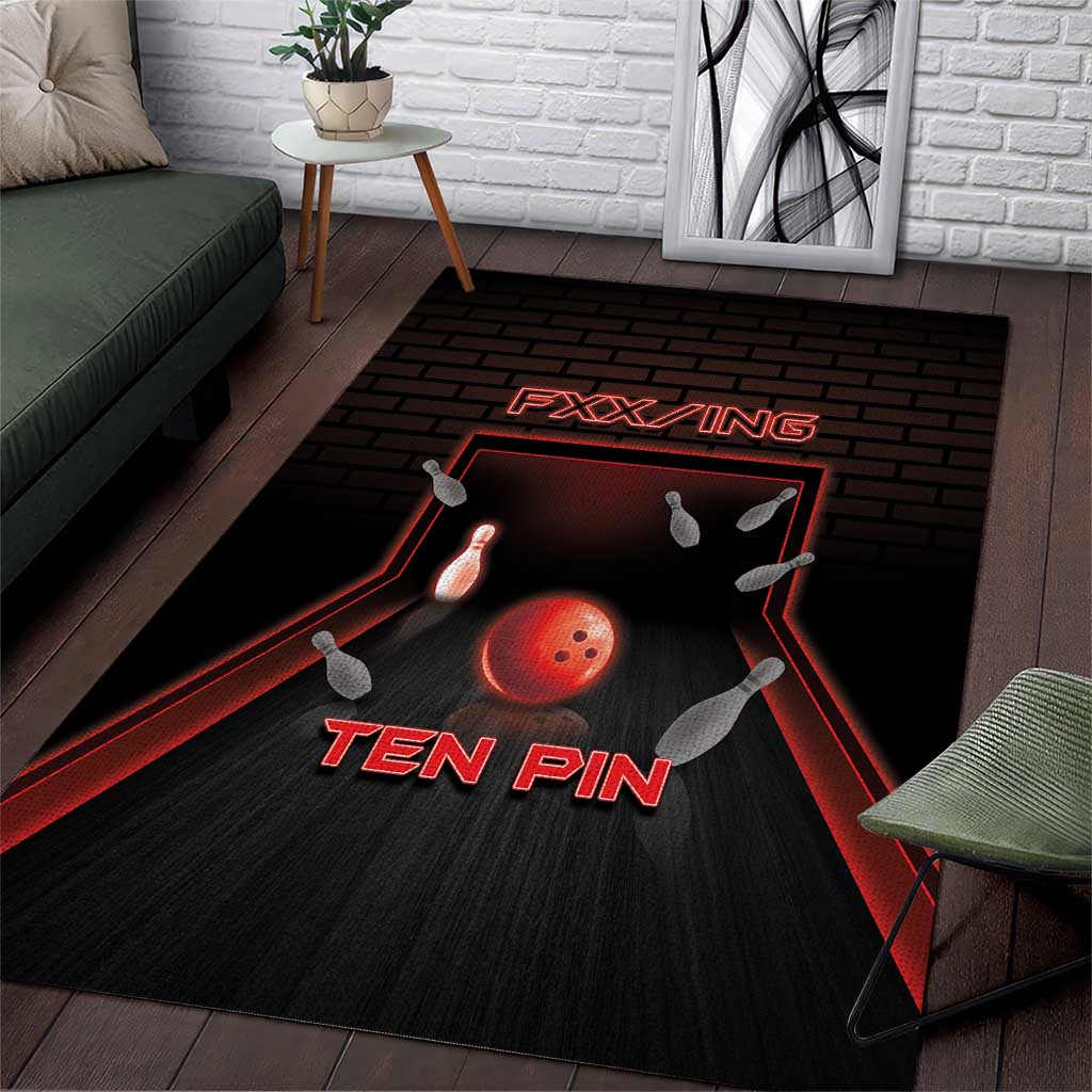 Bowling Area Rug Ten Pin Neon Style - Wonder Print Shop