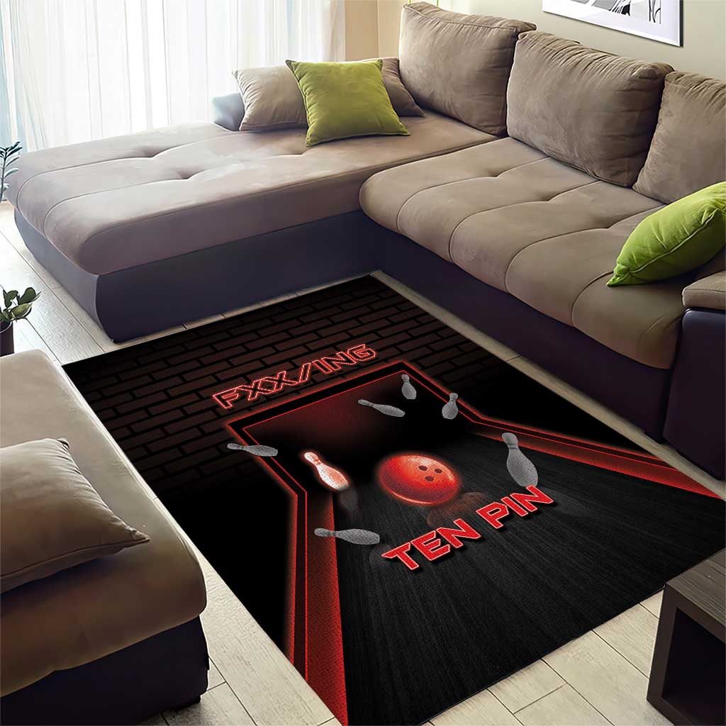 Bowling Area Rug Ten Pin Neon Style - Wonder Print Shop
