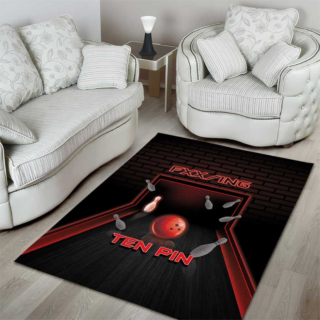 Bowling Area Rug Ten Pin Neon Style - Wonder Print Shop