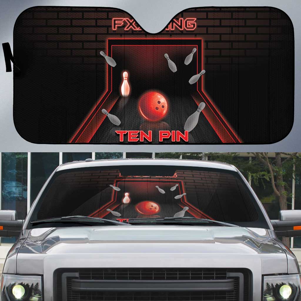 Bowling Auto Sun Shade Ten Pin Neon Style - Wonder Print Shop