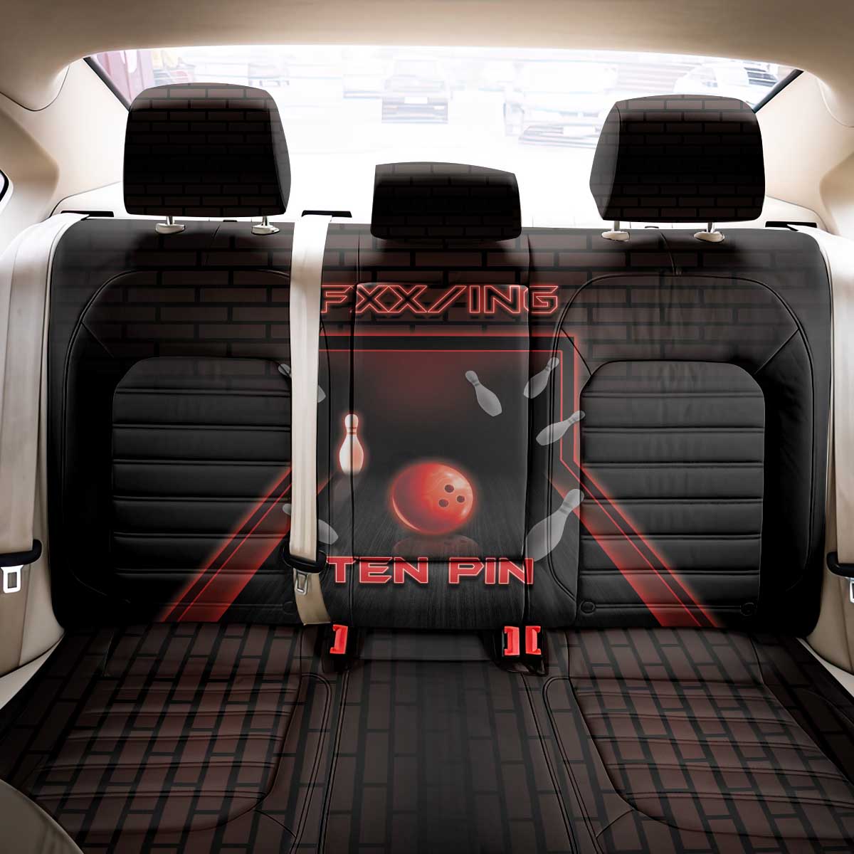 Bowling Back Car Seat Cover Ten Pin Neon Style - Wonder Print Shop