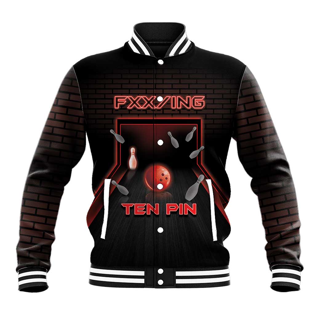 Personalized Bowling Baseball Jacket Ten Pin Neon Style - Wonder Print Shop