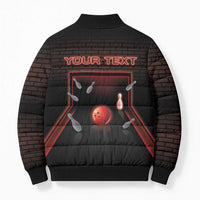 Personalized Bowling Bomber Puffer Jacket Ten Pin Neon Style - Wonder Print Shop