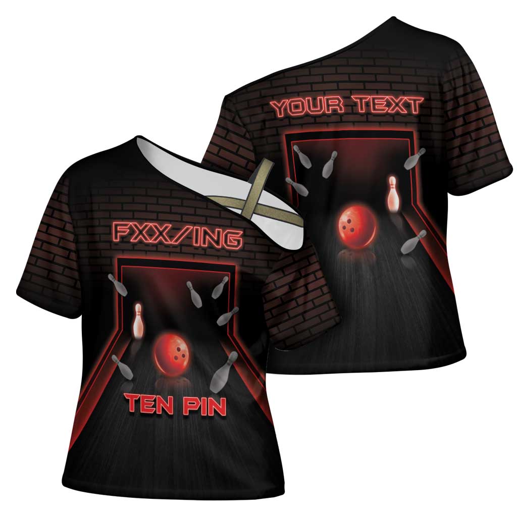 Personalized Bowling Cross Shoulder Shirt Ten Pin Neon Style - Wonder Print Shop