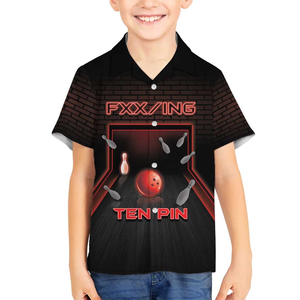 Personalized Bowling Family Matching Long Sleeve Bodycon Dress and Hawaiian Shirt Ten Pin Neon Style - Wonder Print Shop