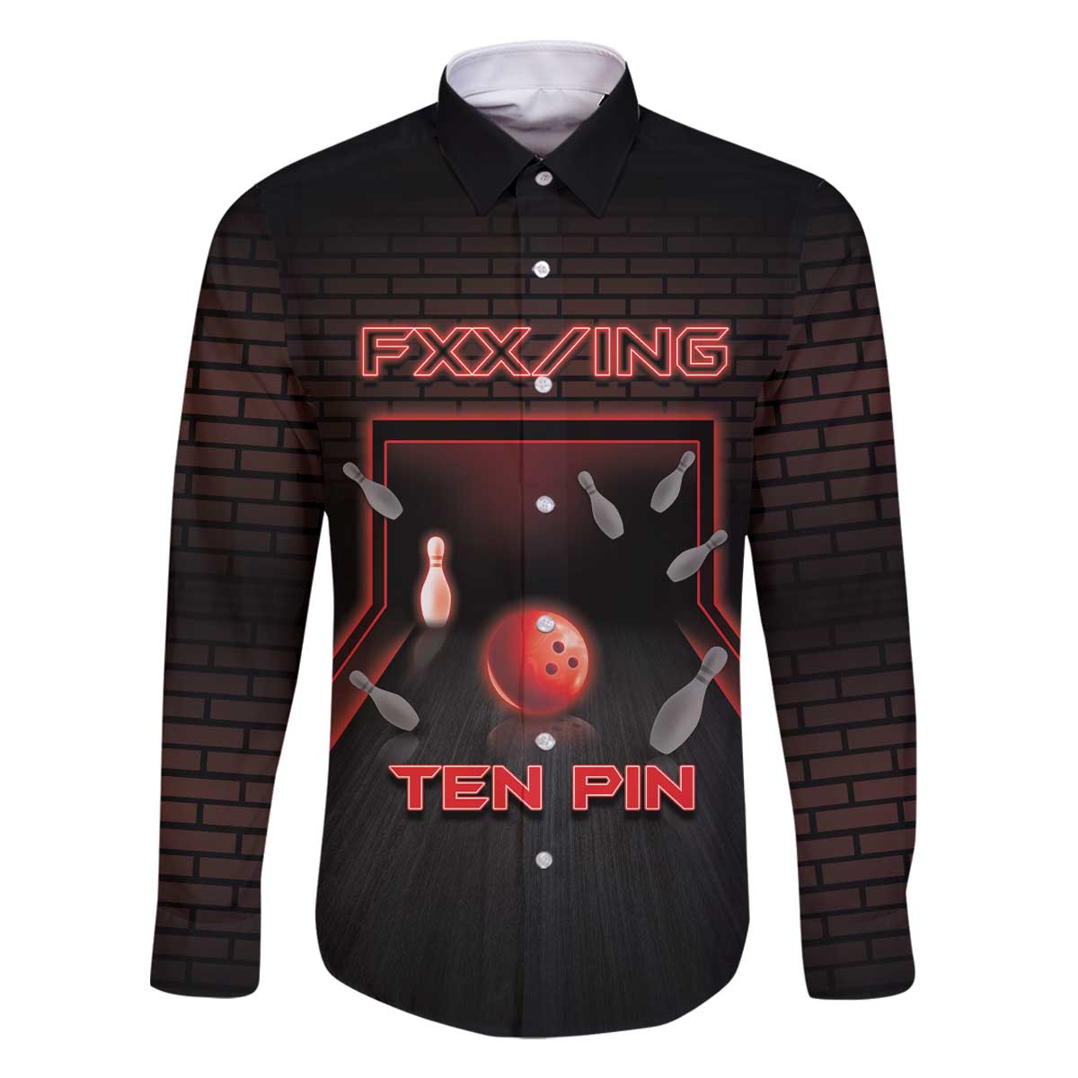 Personalized Bowling Family Matching Off The Shoulder Long Sleeve Dress and Hawaiian Shirt Ten Pin Neon Style - Wonder Print Shop