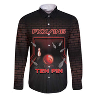 Personalized Bowling Family Matching Off The Shoulder Long Sleeve Dress and Hawaiian Shirt Ten Pin Neon Style - Wonder Print Shop