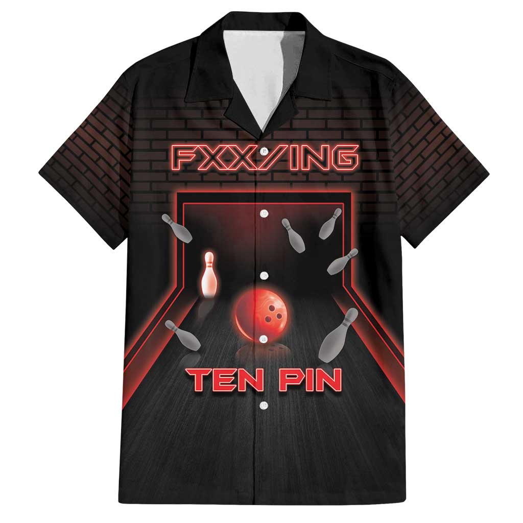 Personalized Bowling Family Matching Off Shoulder Short Dress and Hawaiian Shirt Ten Pin Neon Style - Wonder Print Shop