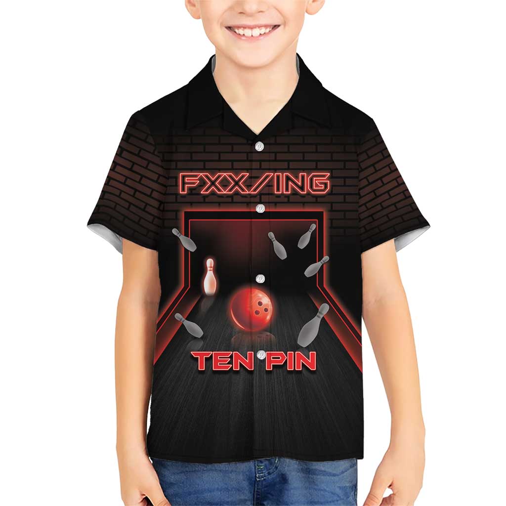 Personalized Bowling Family Matching Short Sleeve Bodycon Dress and Hawaiian Shirt Ten Pin Neon Style - Wonder Print Shop