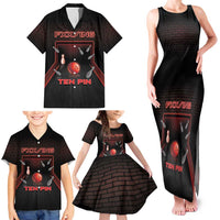 Personalized Bowling Family Matching Tank Maxi Dress and Hawaiian Shirt Ten Pin Neon Style - Wonder Print Shop