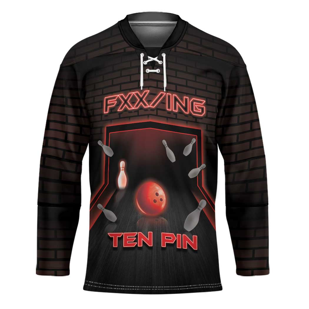 Personalized Bowling Hockey Jersey Ten Pin Neon Style - Wonder Print Shop