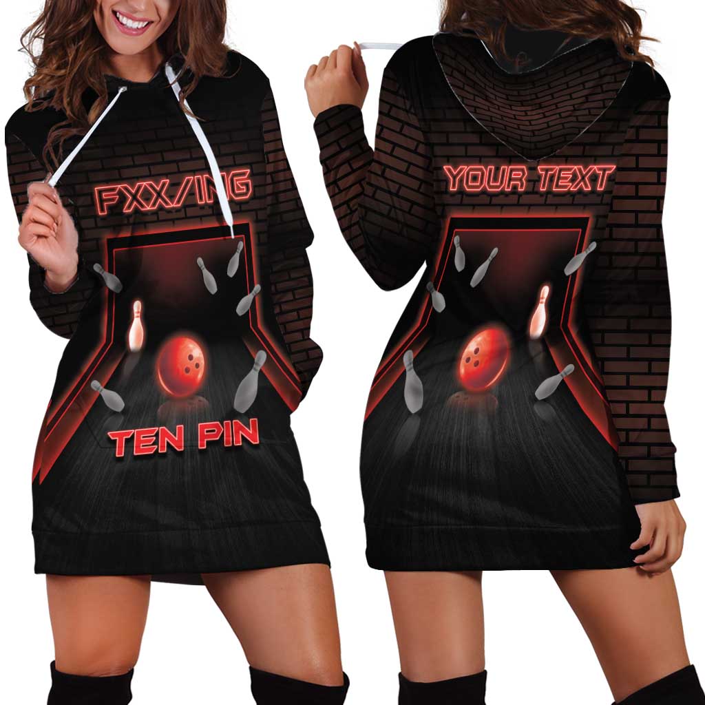 Personalized Bowling Hoodie Dress Ten Pin Neon Style - Wonder Print Shop