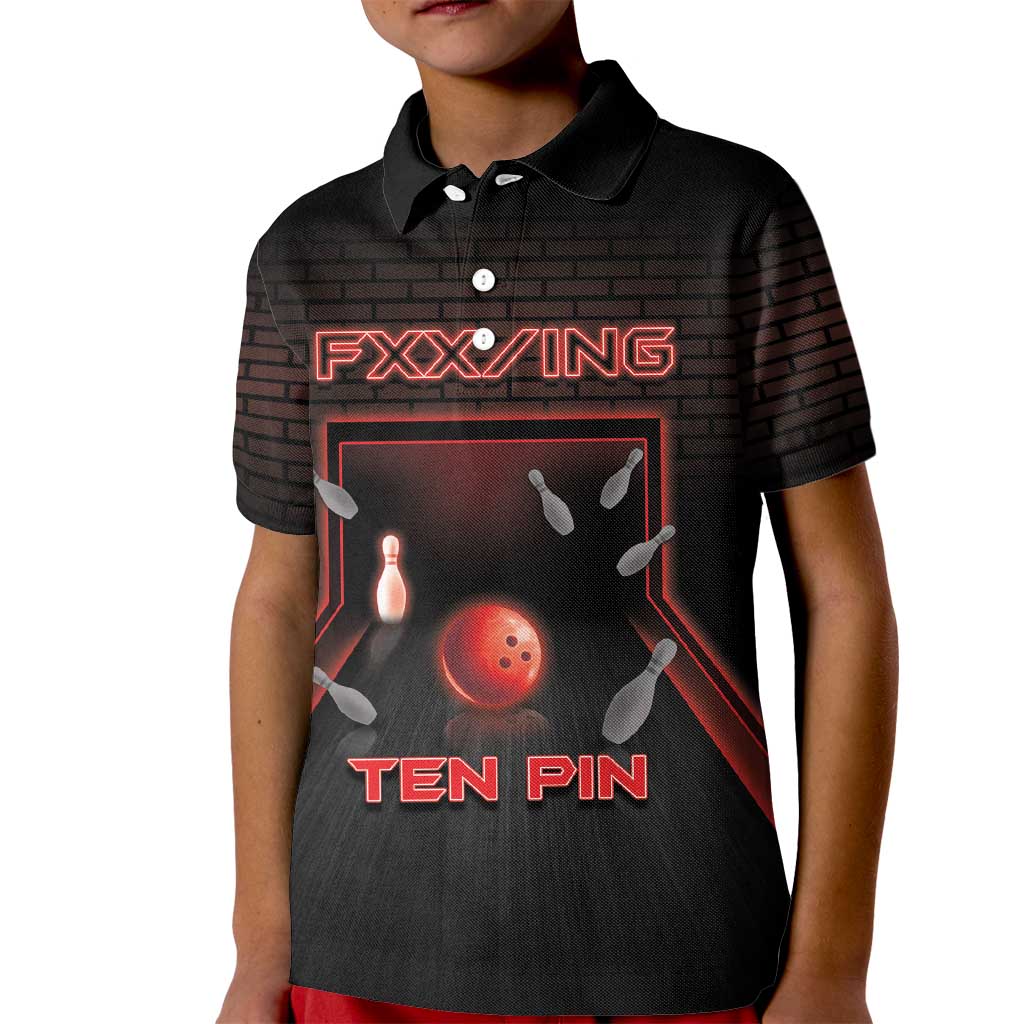 Personalized Bowling Kid Polo Shirt Ten Pin Neon Style - Wonder Print Shop
