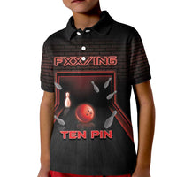 Personalized Bowling Kid Polo Shirt Ten Pin Neon Style - Wonder Print Shop