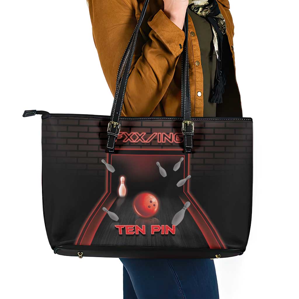 Bowling Leather Tote Bag Ten Pin Neon Style - Wonder Print Shop