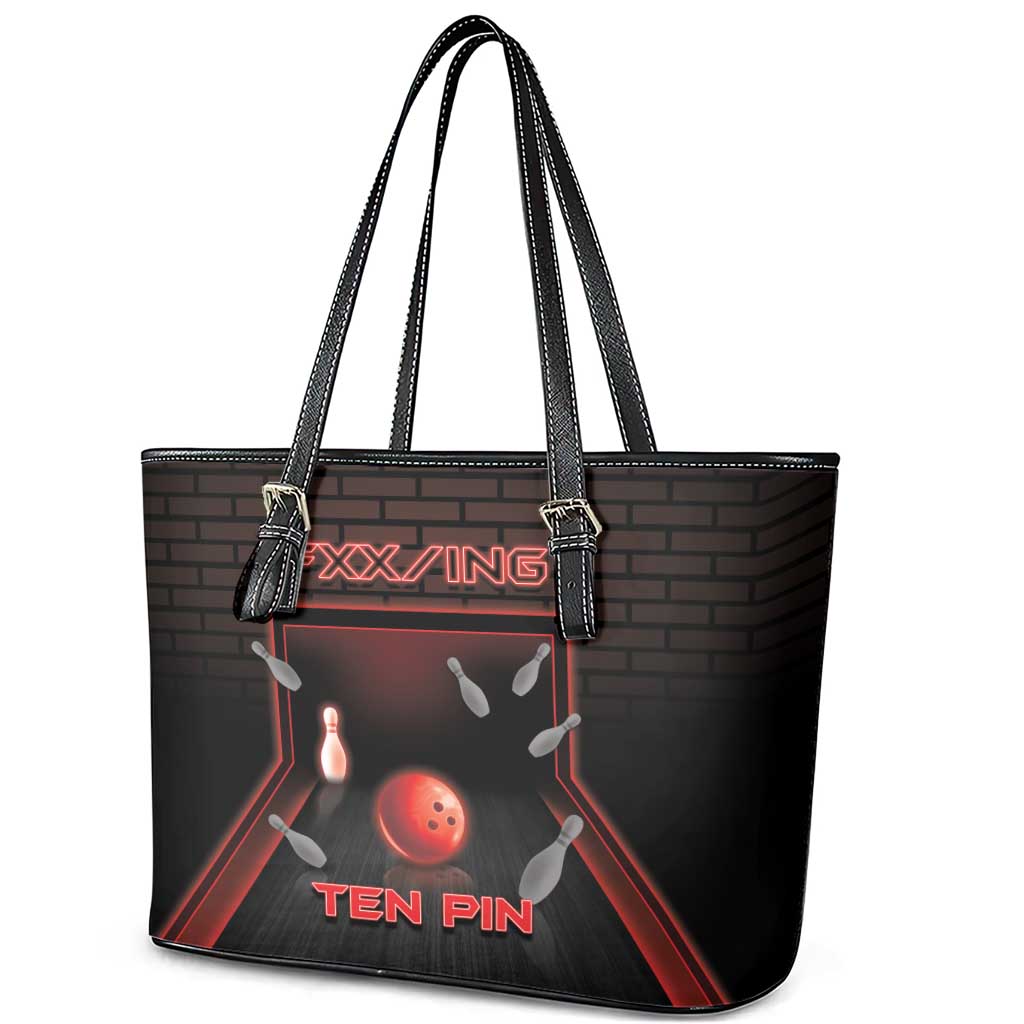 Bowling Leather Tote Bag Ten Pin Neon Style - Wonder Print Shop