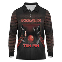 Personalized Bowling Long Sleeve Polo Shirt Ten Pin Neon Style - Wonder Print Shop