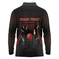 Personalized Bowling Long Sleeve Polo Shirt Ten Pin Neon Style - Wonder Print Shop