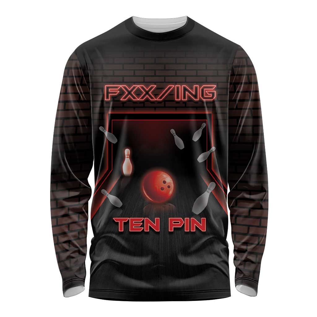 Personalized Bowling Long Sleeve Shirt Ten Pin Neon Style - Wonder Print Shop