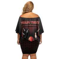 Personalized Bowling Off Shoulder Short Dress Ten Pin Neon Style - Wonder Print Shop