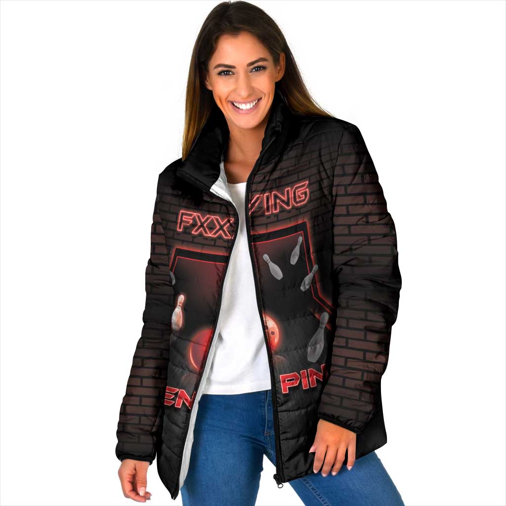 Personalized Bowling Padded Jacket Ten Pin Neon Style - Wonder Print Shop