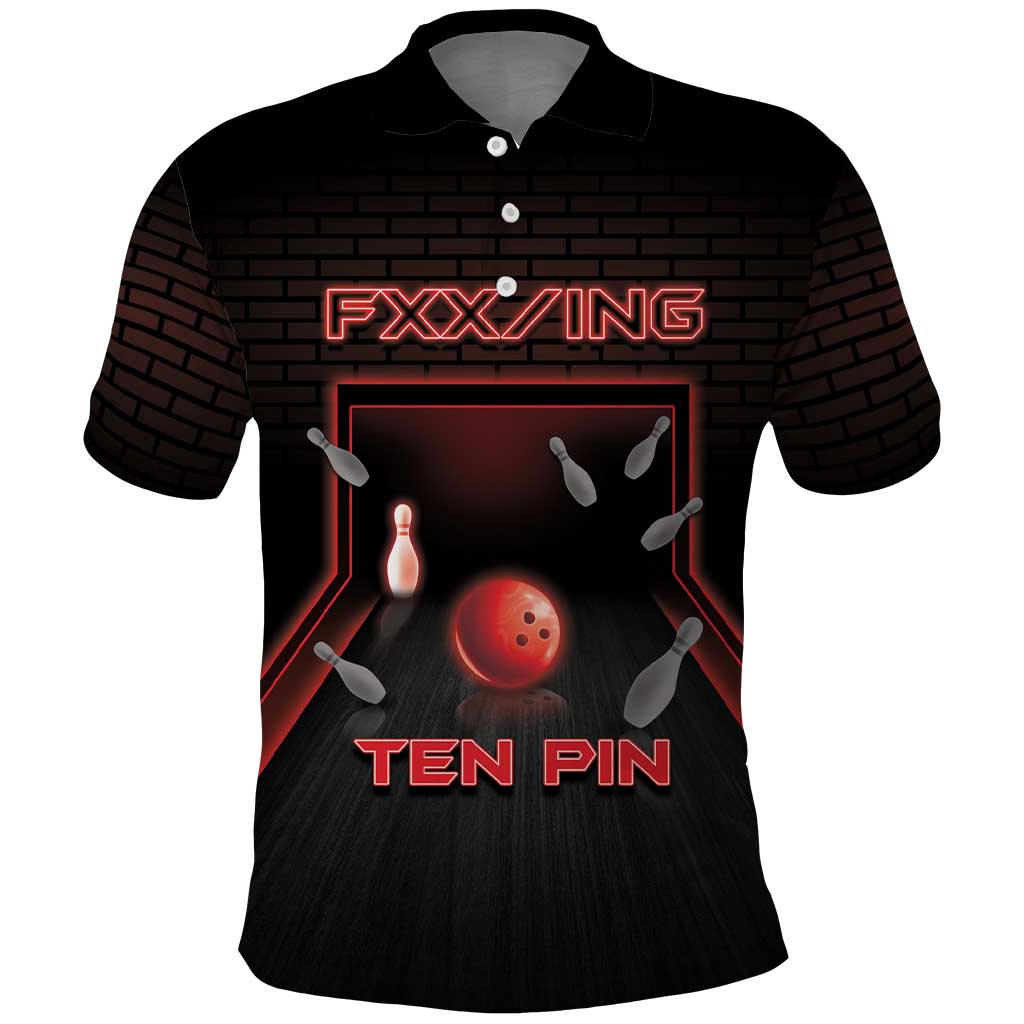 Personalized Bowling Polo Shirt Ten Pin Neon Style - Wonder Print Shop