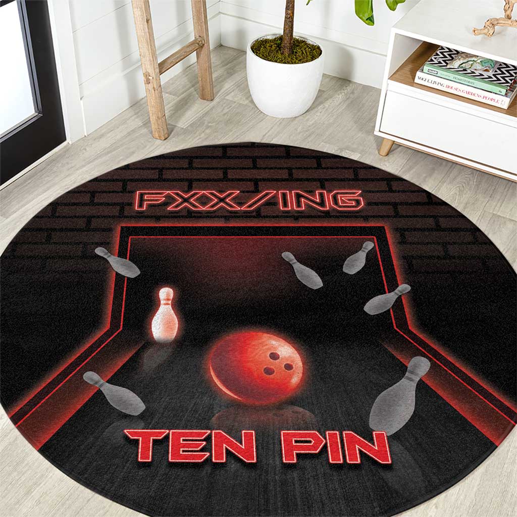 Bowling Round Carpet Ten Pin Neon Style - Wonder Print Shop