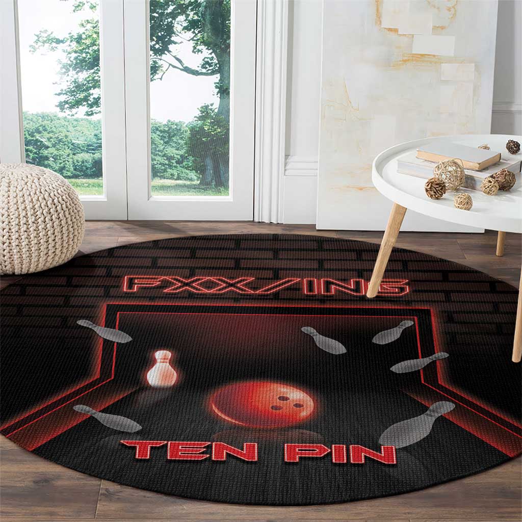 Bowling Round Carpet Ten Pin Neon Style - Wonder Print Shop
