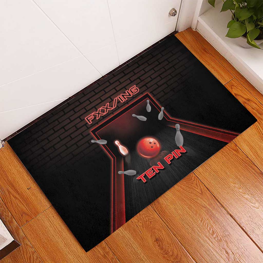 Bowling Rubber Doormat Ten Pin Neon Style - Wonder Print Shop