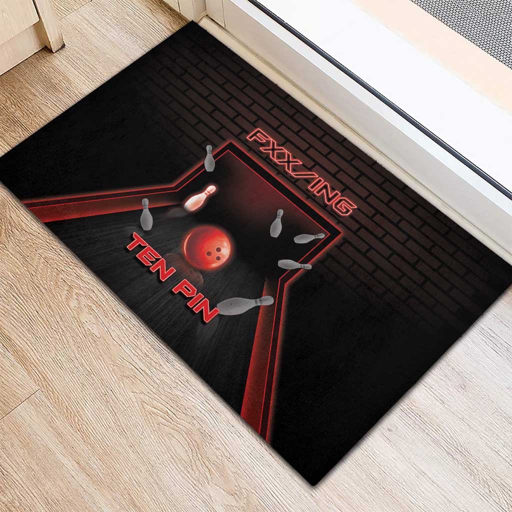 Bowling Rubber Doormat Ten Pin Neon Style - Wonder Print Shop