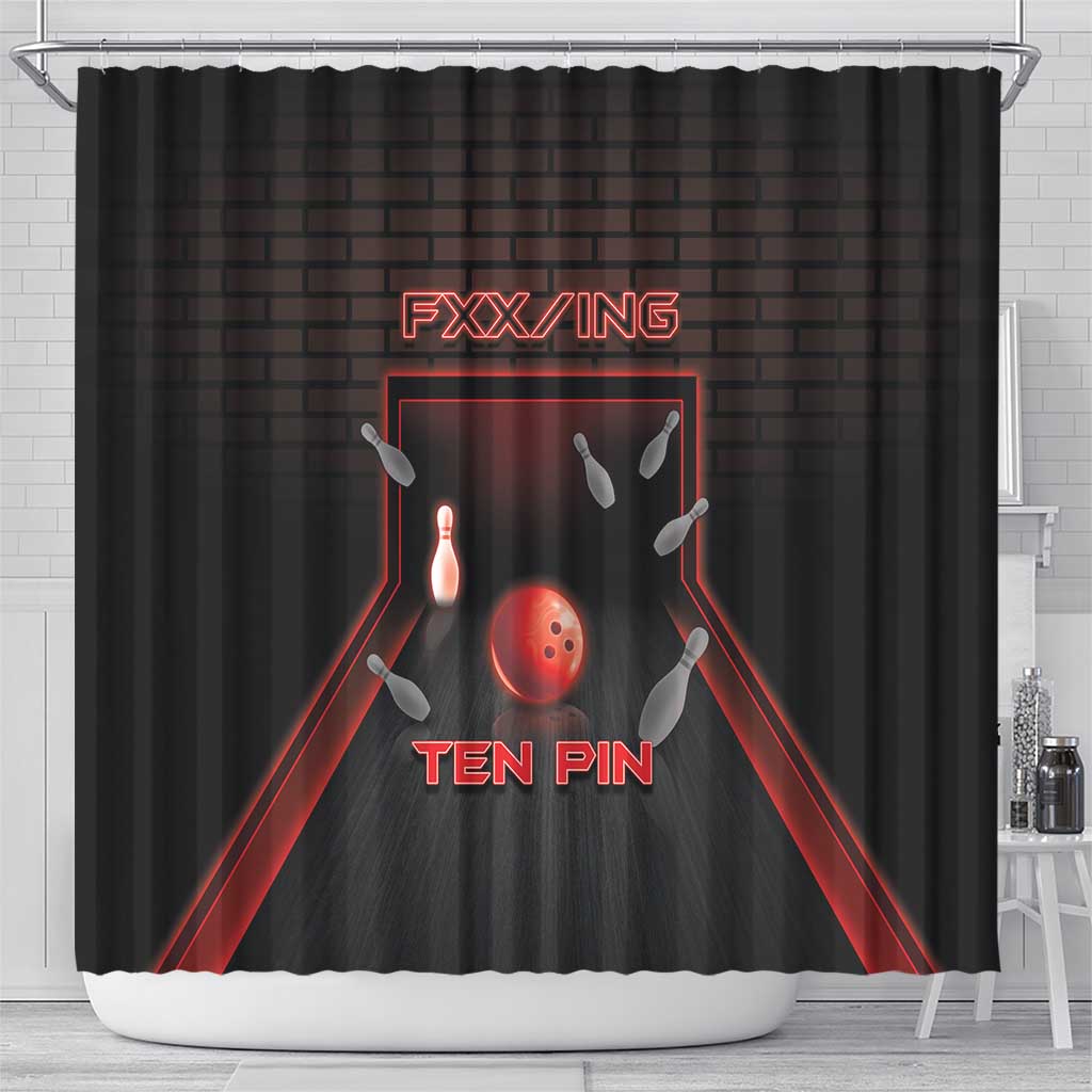 Bowling Shower Curtain Ten Pin Neon Style - Wonder Print Shop
