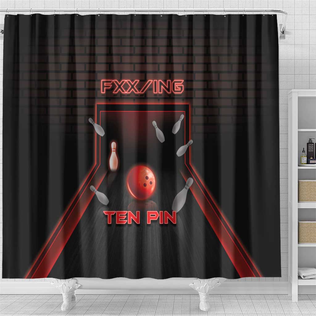 Bowling Shower Curtain Ten Pin Neon Style - Wonder Print Shop