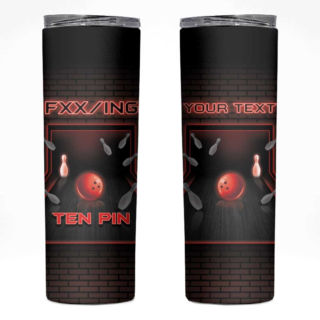Personalized Bowling Skinny Tumbler Ten Pin Neon Style - Wonder Print Shop