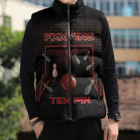 Personalized Bowling Sleeveless Puffer Jacket Ten Pin Neon Style - Wonder Print Shop