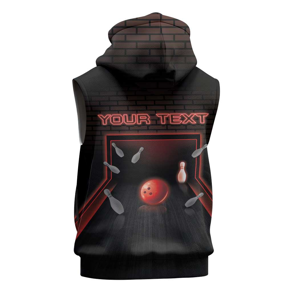 Personalized Bowling Sleeveless Zip Hoodie Ten Pin Neon Style - Wonder Print Shop