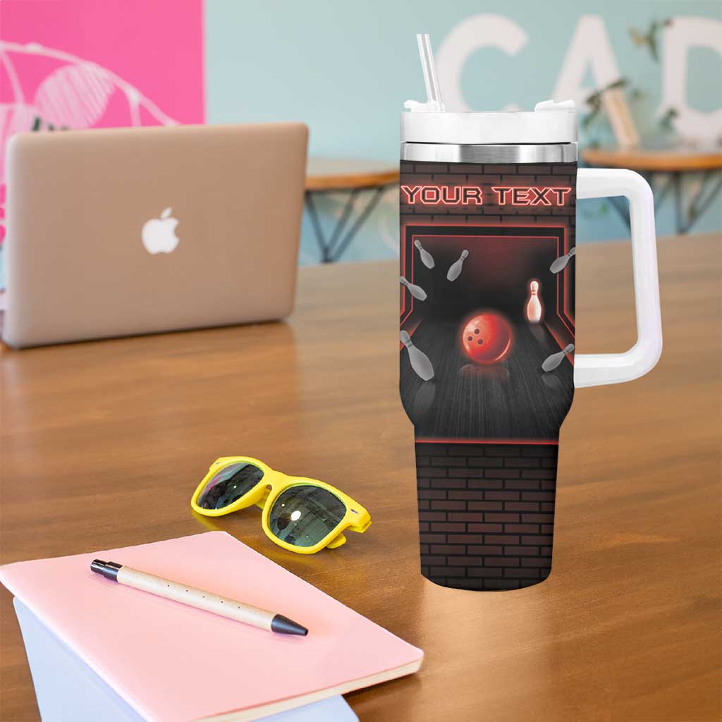 Personalized Bowling Tumbler With Handle Ten Pin Neon Style - Wonder Print Shop