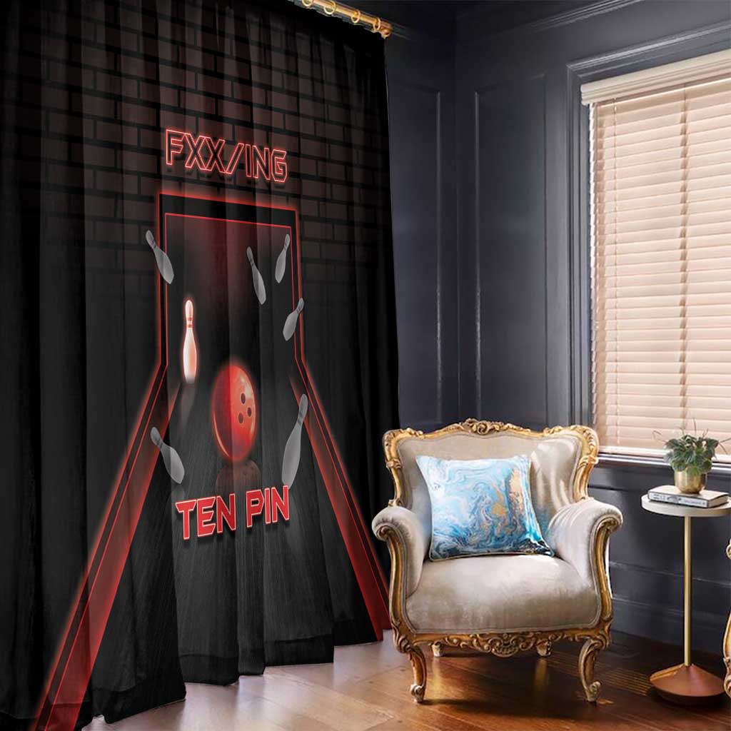 Bowling Window Curtain Ten Pin Neon Style - Wonder Print Shop