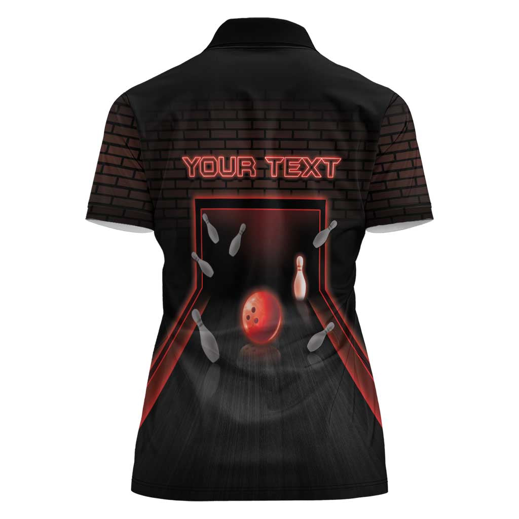Personalized Bowling Women Polo Shirt Ten Pin Neon Style - Wonder Print Shop