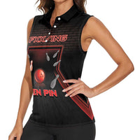 Personalized Bowling Women Sleeveless Polo Shirt Ten Pin Neon Style - Wonder Print Shop
