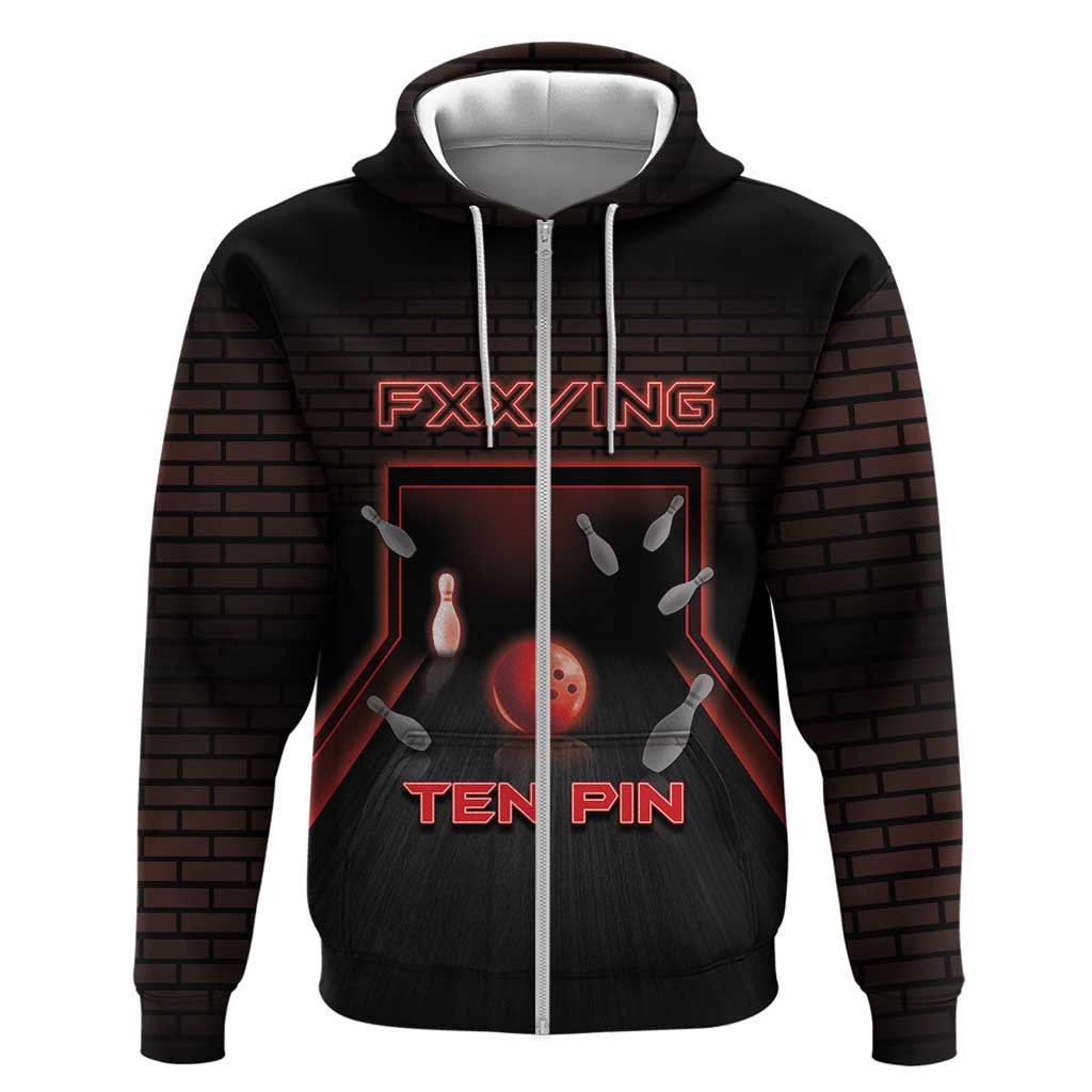 Personalized Bowling Zip Hoodie Ten Pin Neon Style - Wonder Print Shop
