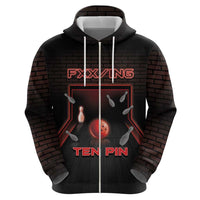 Personalized Bowling Zip Hoodie Ten Pin Neon Style - Wonder Print Shop